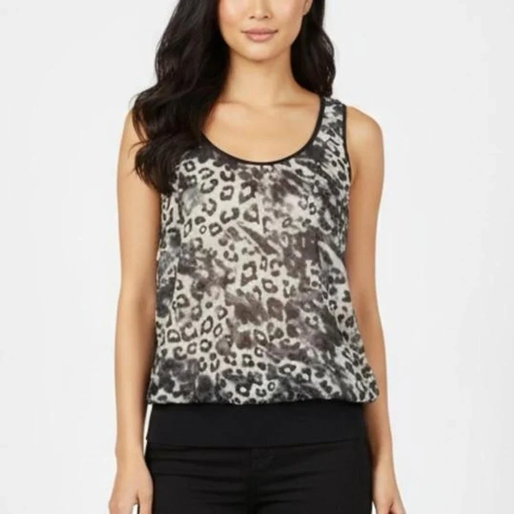 vintage y2k sheer animal print tank top guess marciano blouse racer back grail - Picture 1 of 8
